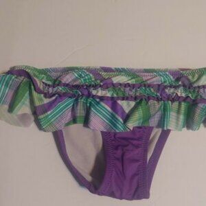 Rampage Women's Ruffle Cinched Waist Detail Purple Bikini Swim Bottom XS